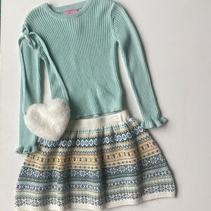 Isaac Mizrahi Toddler Girls Jacquard Sweater Skirt Set With Purse new sz 4-5 Y